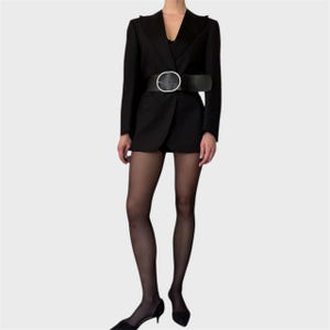 Vintage Oversized Wool Blend Blazer: 80s Tuxedo Style, Satin Collar