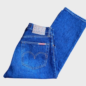 Vintage 90s Dark Blue Denim Jeans: Made in Italy, W30 Straight Leg