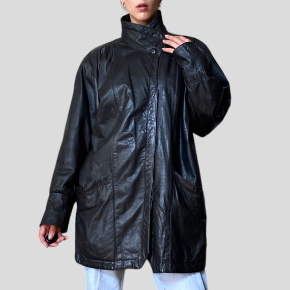 Vintage 90s Black Butter Soft Leather Size XL/XXL… - image 5