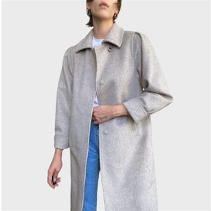 Vintage Cream Wool Coat Longline Size M Fall Winter 90s Vintage