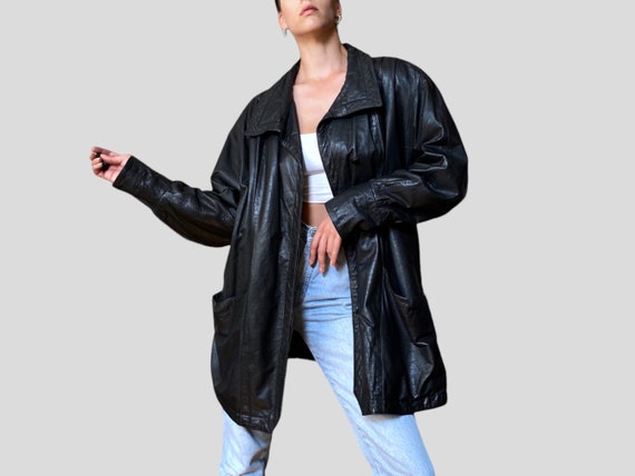 Vintage 90s Black Butter Soft Leather Size XL/XXL… - image 3