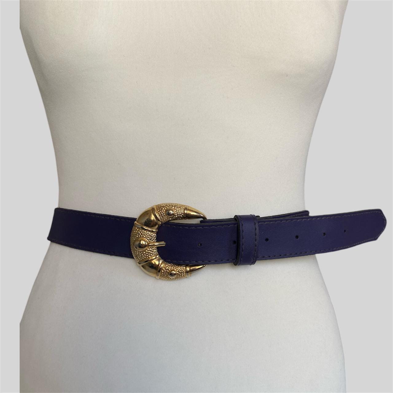 Vintage Purple Leather Belt, Gold Buckle 90s Chic - Etsy Denmark display picture 3