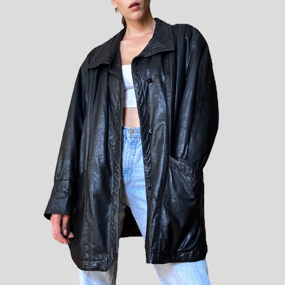 Vintage 90s Black Butter Soft Leather Size XL/XXL… - image 8