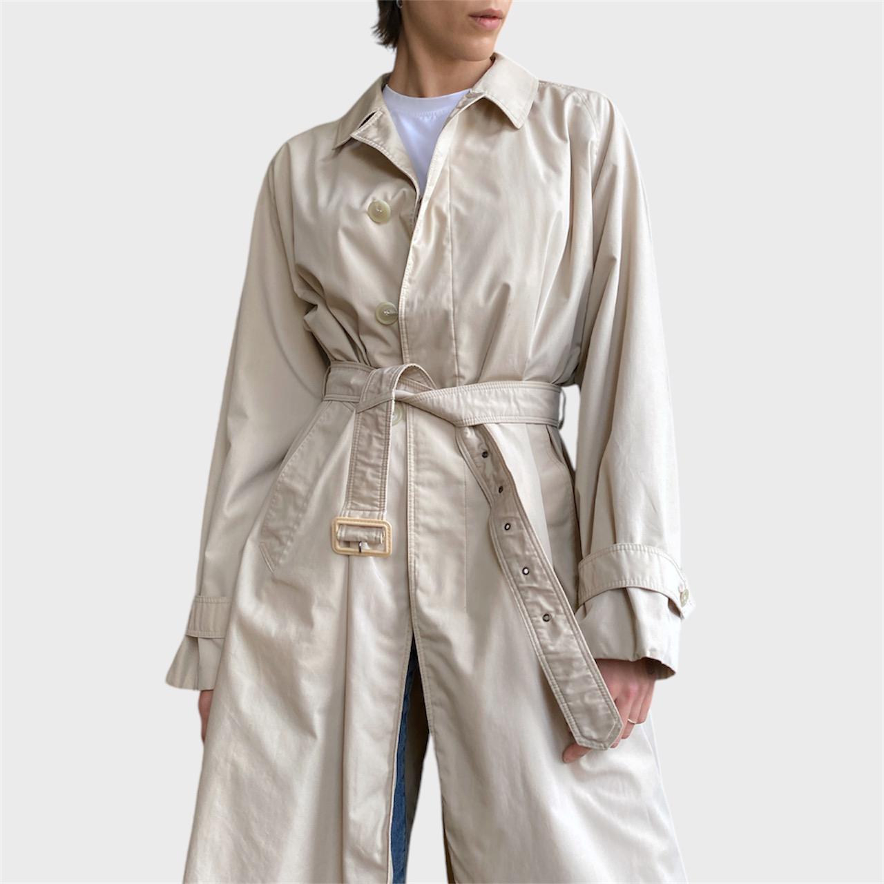 Vintage Trench Coat Belted Size L/XL Longline Waterproof