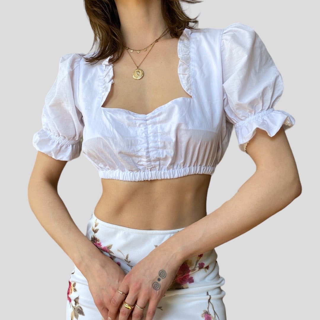 Ameri VINTAGE - AMERI◆PUFF SLEEVE COMBINATION TOP ホワイト Ameri VINTAGE - AMERI / PUFF SLEEVE COMBINATION TOPの通販 by