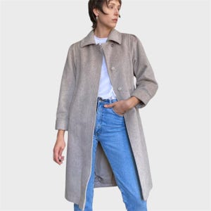 Vintage Cream Wool Coat Longline Size M Fall Winter 90s Vintage