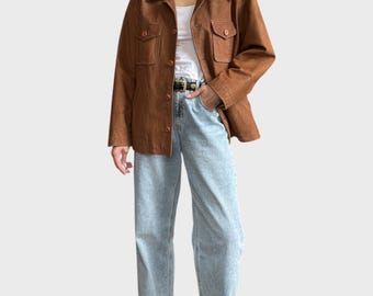 Vintage 70s Brown Leather Jacket - Size L/XL