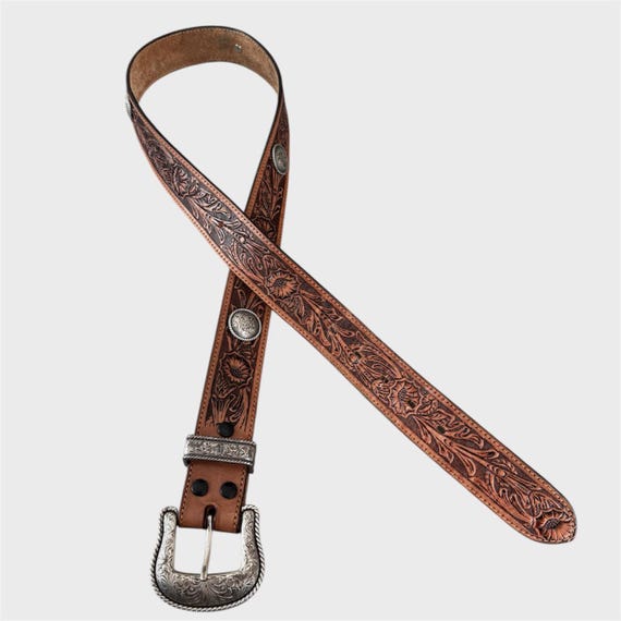 HOBBIESAY Cintura da cowboy occidentale in pelle PU con fibbia incisa cinture cowgirl country rodeo cintura vintage con fibbia a stella toro cintura caffè per donne uomini jeans pantaloni abiti, Caff