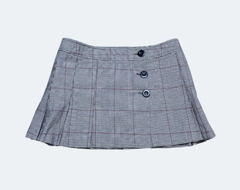 Grey Pleated Mini Skirt - 00s Vintage Style