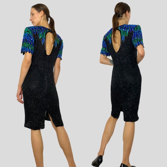 Rare Find Embellished Silk Gown, Beads and Sequin… - image 6