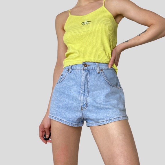 Vintage 90s Denim Shorts High Rise Shorts Blue De… - image 1