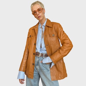 Vintage 70s Burnt Orange Leather Jacket: Oversized Unisex Coat (L/XL)
