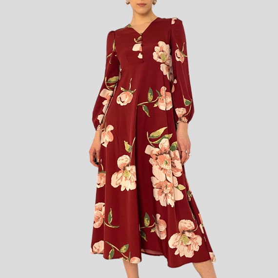 long sleeve burgundy floral maxi dress Buy Joanna Hope Burgundy Magisculpt Textured Floral Maxi Dress from Next USA