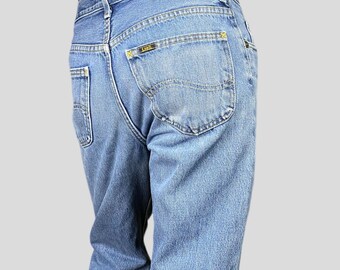 Jeans Lee Blue dos anos 90, jeans vintage de perna reta tamanho L/XL