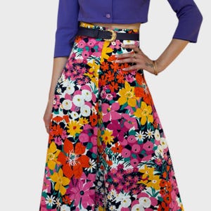 70s Embroidered Floral Maxi Skirt: Handmade Vintage A-Line XXS/XS