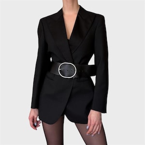 Vintage Oversized Wool Blend Blazer: 80s Tuxedo Style Jacket
