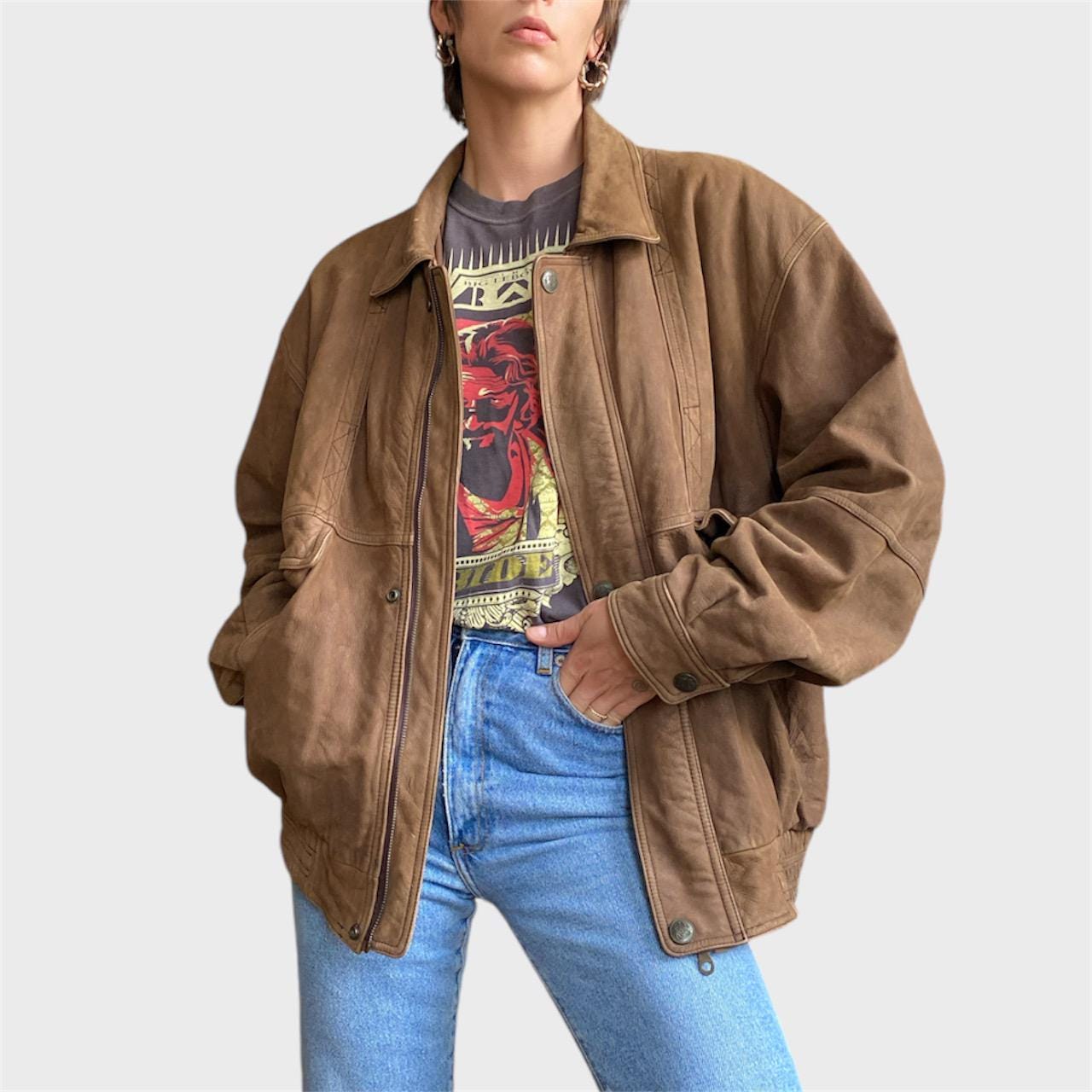 Chaqueta bomber marron Etsy Espana