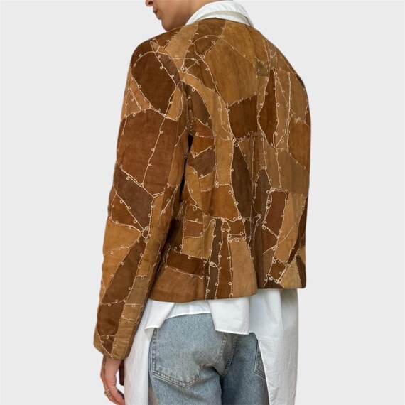 Vintage Brown Suede Patchwork Jacket | Embroidere… - image 6