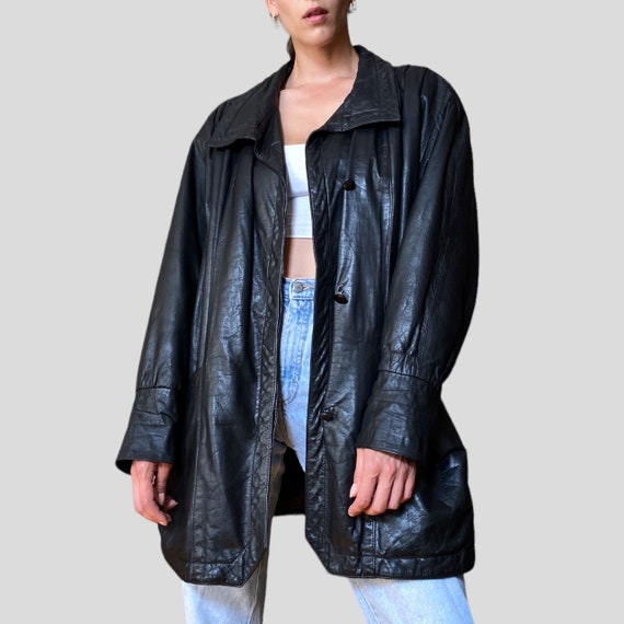 Vintage 90s Black Butter Soft Leather Size XL/XXL… - image 7