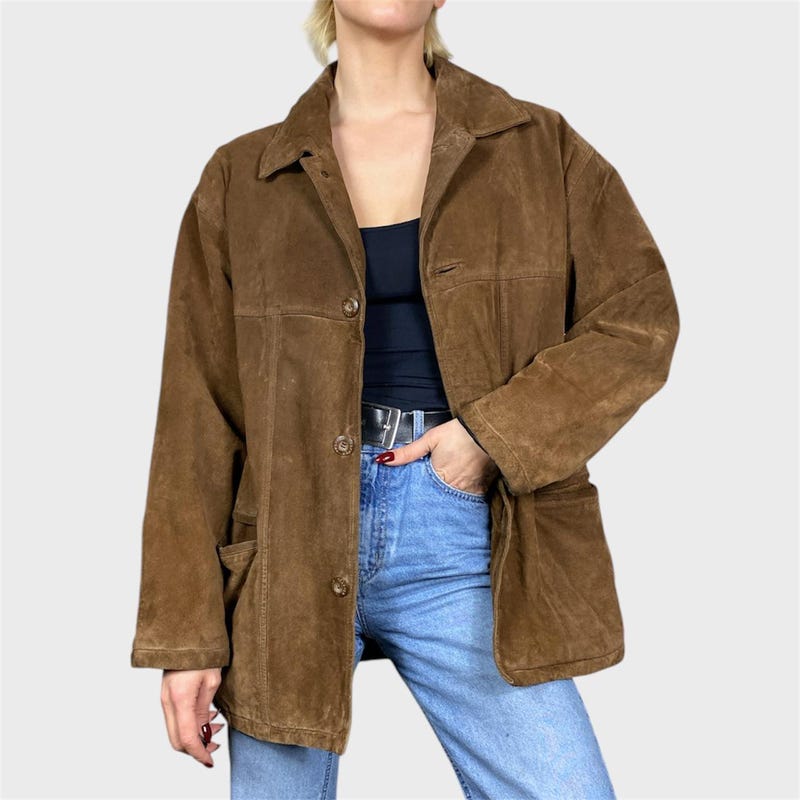 SUEDE A LINE JACKET_BROWN main image 0