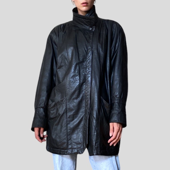 Vintage 90s Black Butter Soft Leather Size XL/XXL… - image 9