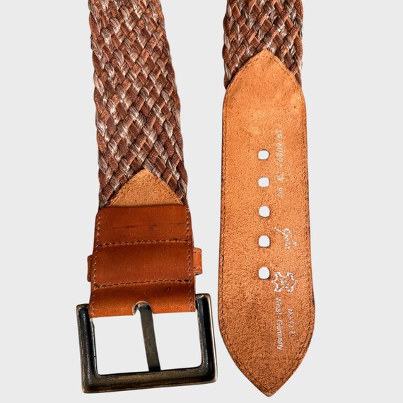 Vintage Woven Leather Belt: Boho Western Brass Buckle  display picture 1