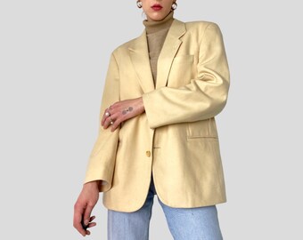 Vintage jaren '90 crème oversized wollen blazer maat XL