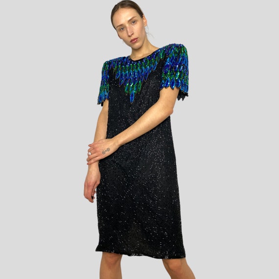 Rare Find Embellished Silk Gown, Beads and Sequin… - image 2