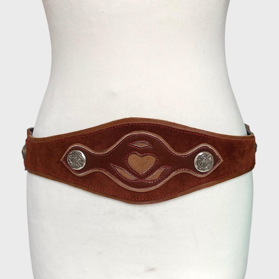 Vintage Brown Suede Leather Belt: Western Boho Wide Waist Belt - Etsy