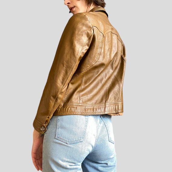 Vintage 70s Leather Jacket Burnt Orange Jacket 70… - image 6