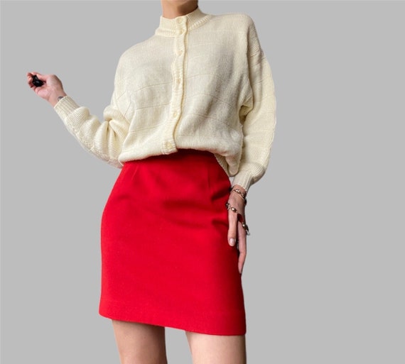 90s Red Wool Pencil Skirt Vintage Size S 36 Mini Skirt High Rise Mini Pencil Skirt Retro Red Pencil Skirt Etsy Canada