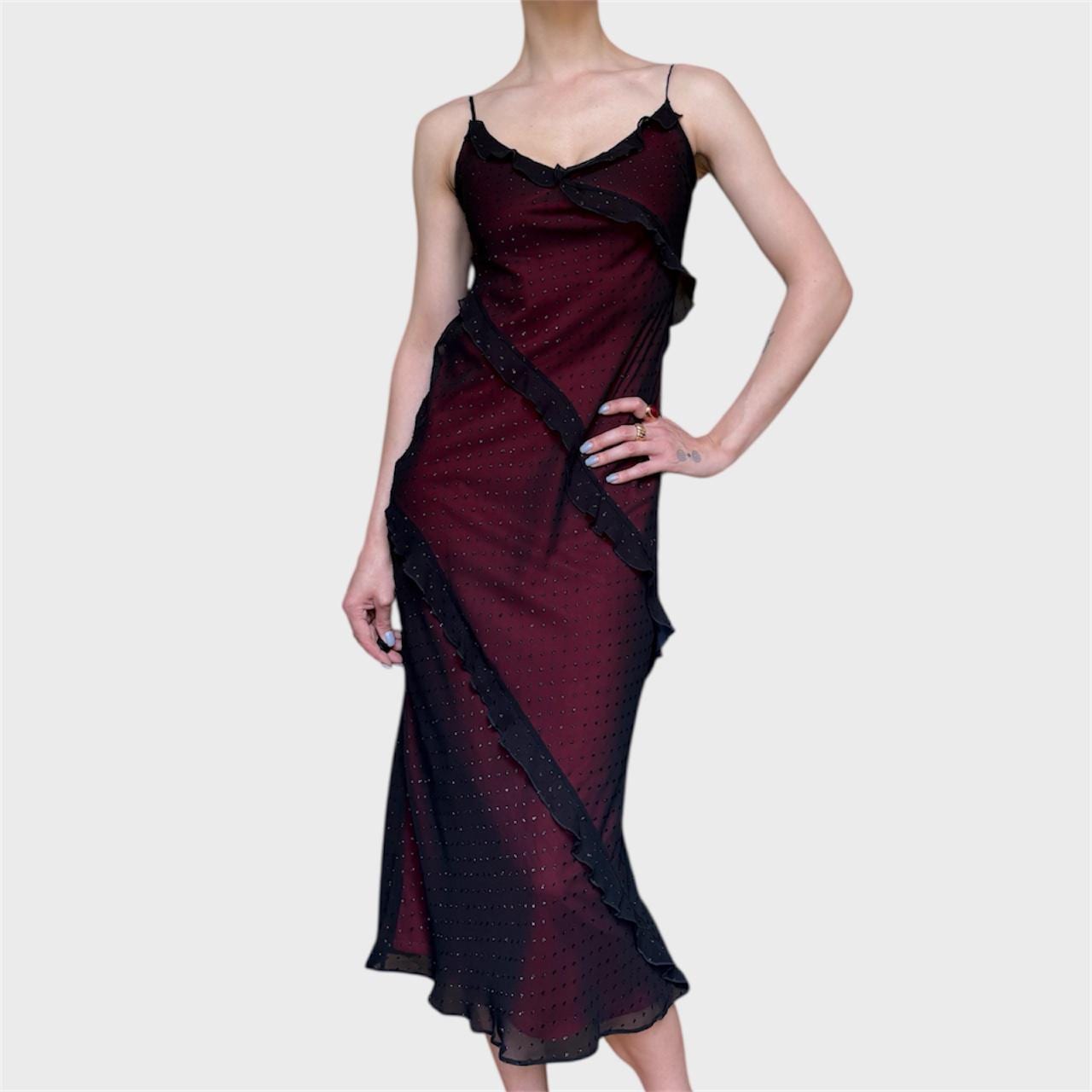 fitted lace wedding dress Red Mesh Overlay Spaghetti Straps Slit Mini Dress Red / 8 main image 0