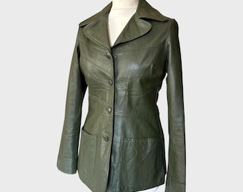Vintage 1970s Green Black Gandalf Leather Jacket - Etsy