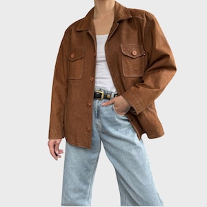 Vintage 70s Brown Leather Jacket: Oversized Fit L/XL