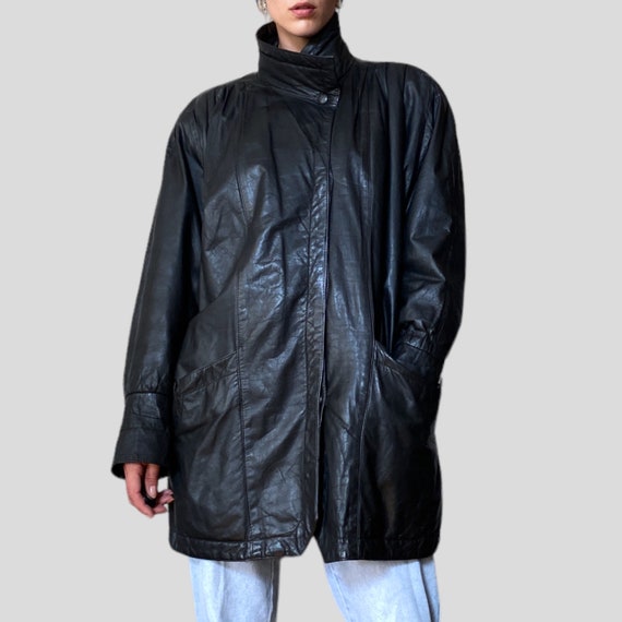 Vintage 90s Black Butter Soft Leather Size XL/XXL… - image 2