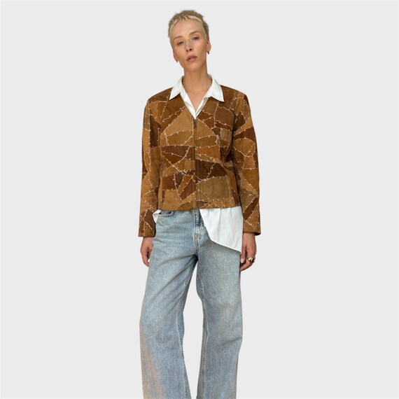 Vintage Brown Suede Patchwork Jacket | Embroidere… - image 10