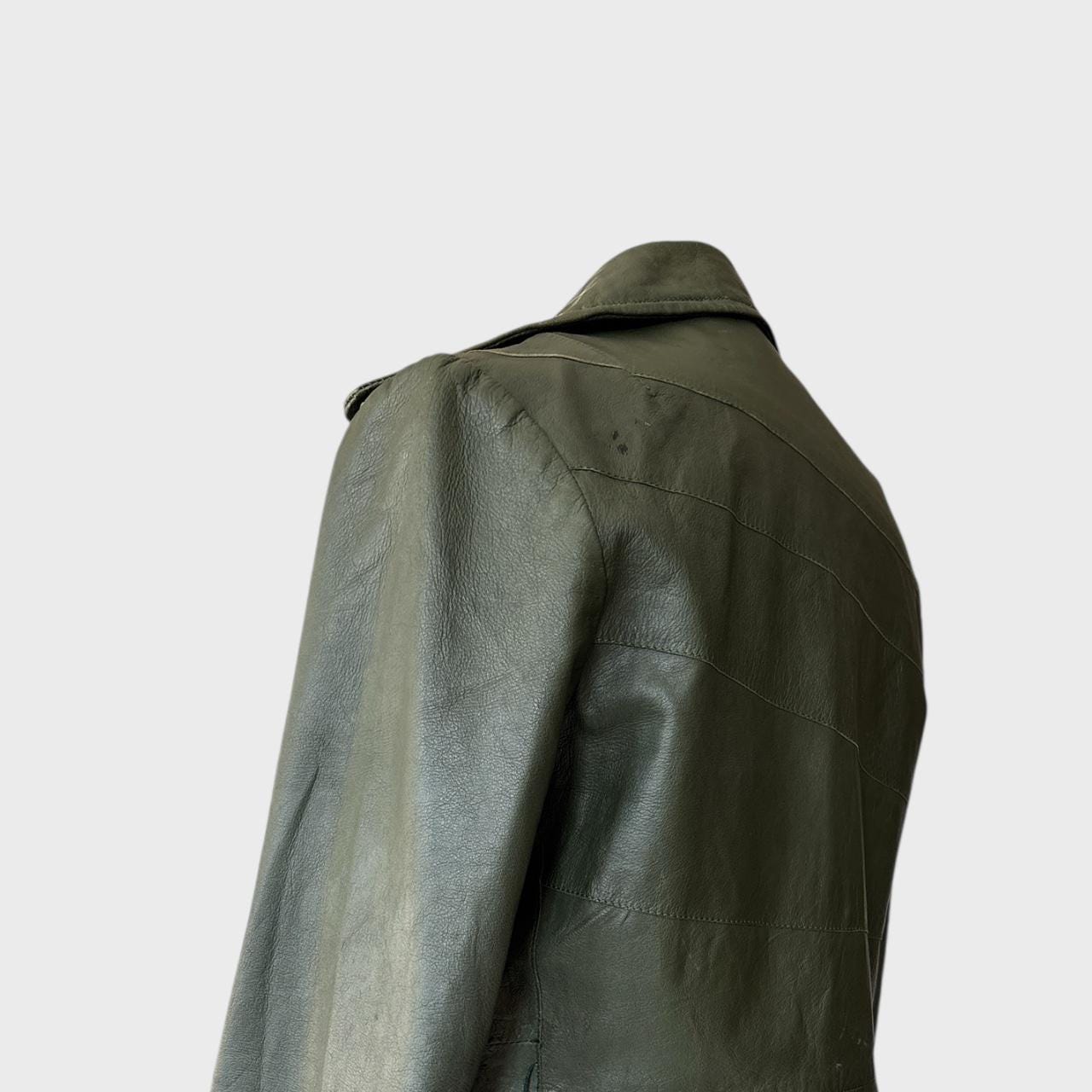 Vintage 70s Dark Green Leather Jacket: Fitted Waist, Retro Boho