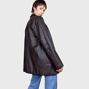 Vintage veste en cuir marron foncé manteau taille XL des années 90 Style