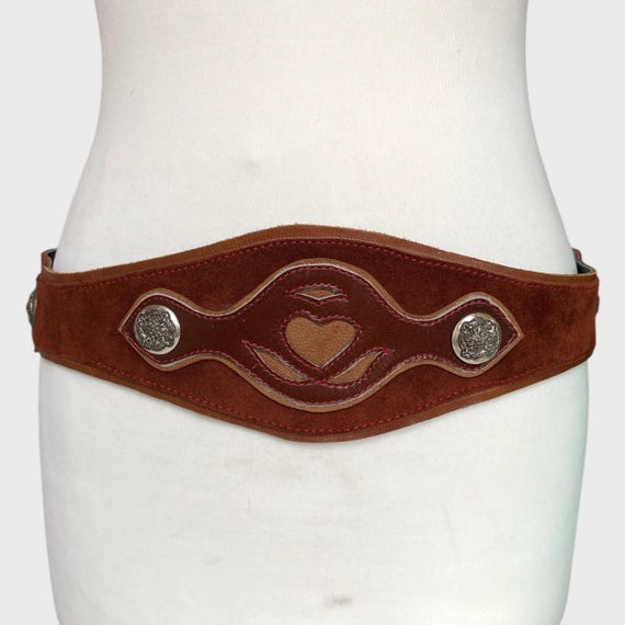 Vintage Brown Suede Leather Belt: Western Boho Wide Waist  display picture 2
