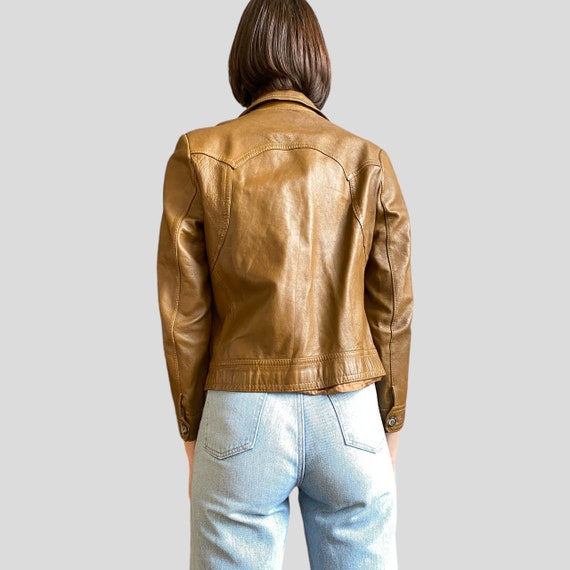 Vintage 70s Leather Jacket Burnt Orange Jacket 70… - image 7