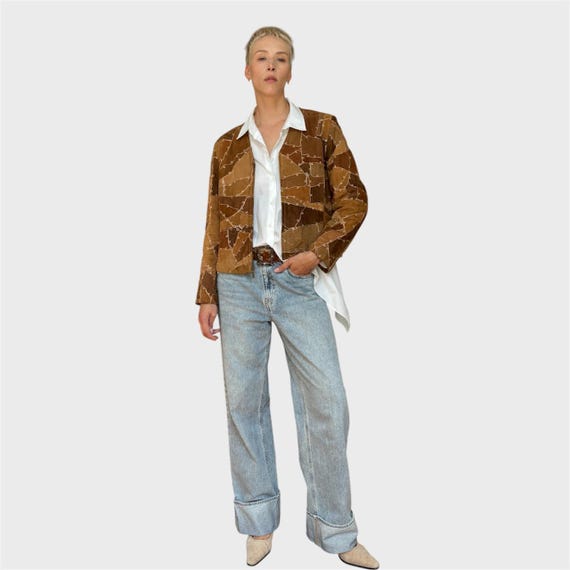 Vintage Brown Suede Patchwork Jacket | Embroidere… - image 8