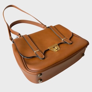 Vintage Leather Handbag Tan Brown Shoulderbag Bag 70s Style Handbag