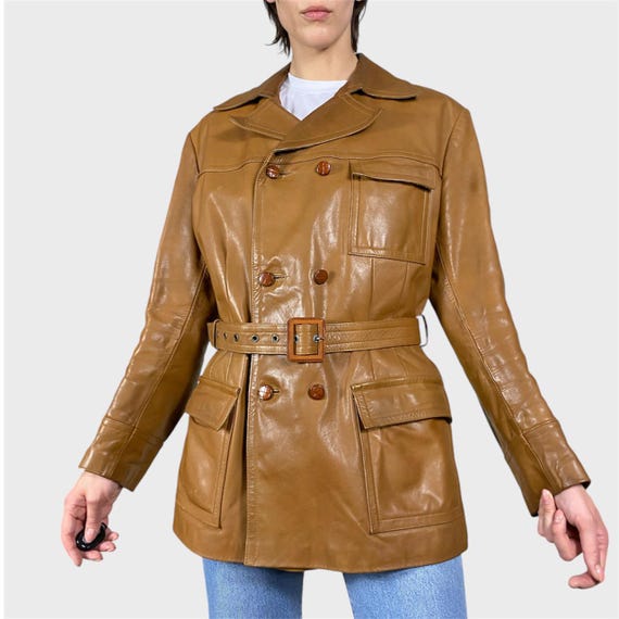 Veste En Cuir Vintage Wellington Homme - Taille 42 - Marron - Style Western Années 70 - Très Bon état