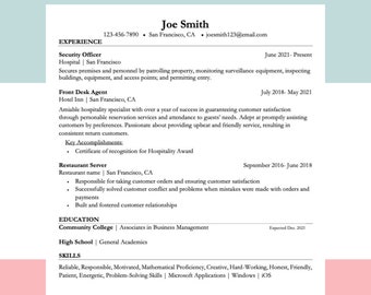 ATS Friendly Resume, Professional Resume, Word Document Resume Template, Simple Resume Template