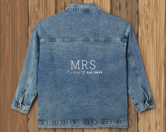 Custom Bride Jean Jacket, Demin Jean Jacket, Wedding Gift, Bride