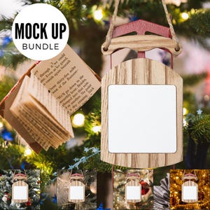 5 Christmas Sled Ornament Mockup Bundle PNG, Festive Holiday Ornament Christmas Tree Digital File Winter Mockup Blank Ornament Mock-up