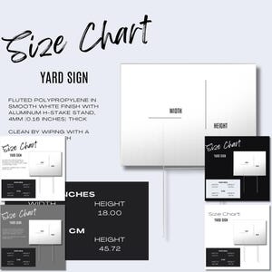 5 x Yard Sign Size Chart Mockup Jondo Product Details Mockup Printify POD Size Guide Etsy Seller Tool