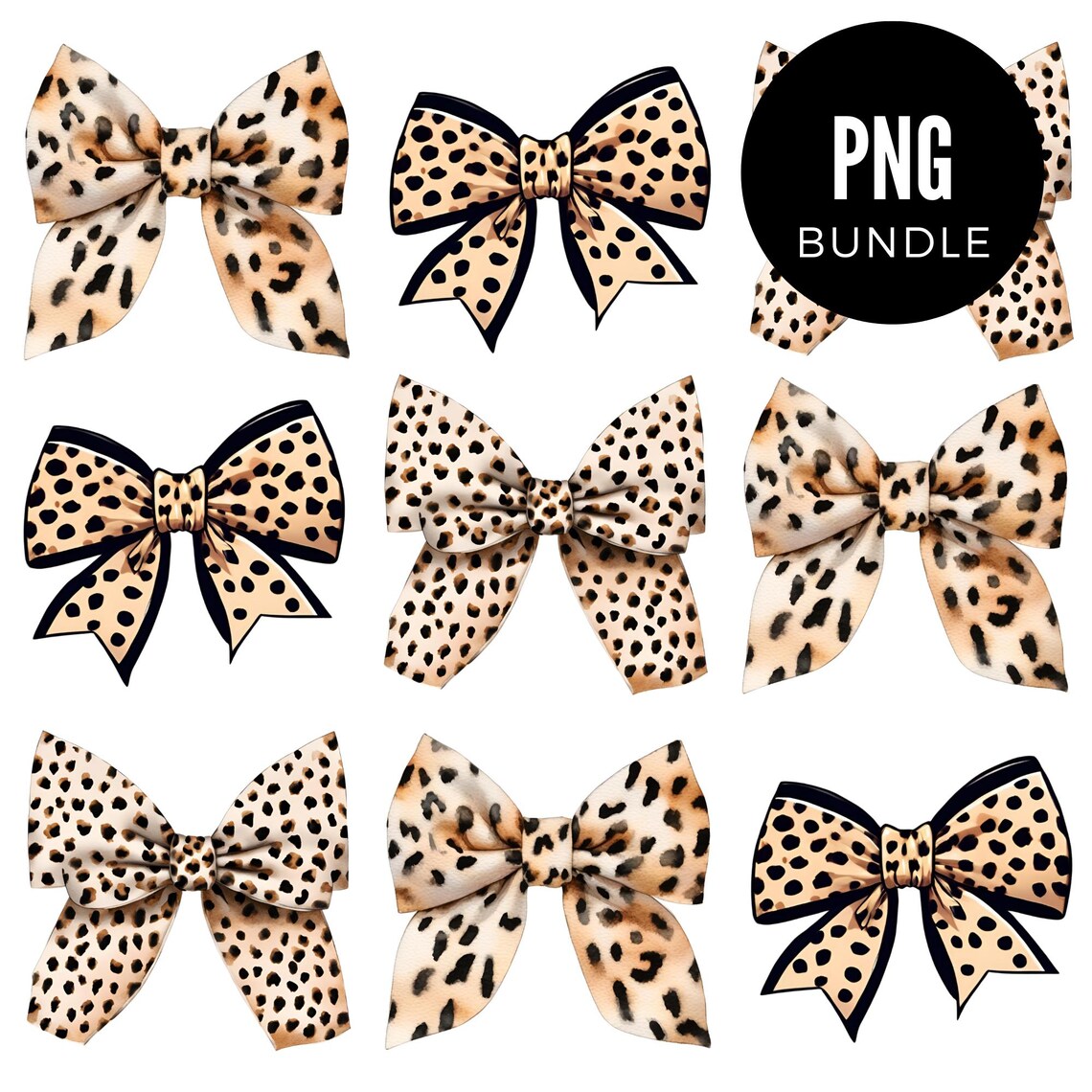 3 X Cheetah Coquette Bow Collage PNG Bundle Clipart Digital Download ...