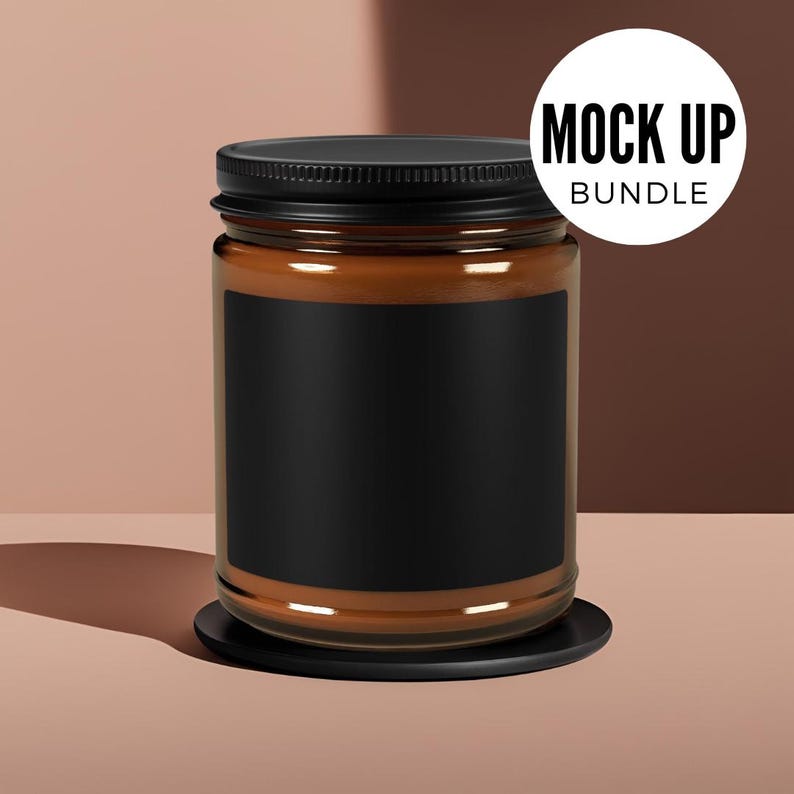 5 x Scented Soy Candle 9oz Mockup Bundle PNG Printify Candle 9oz Lumient Blank Mock-up Brown Aesthetic Mockup Etsy Seller Tool image 5
