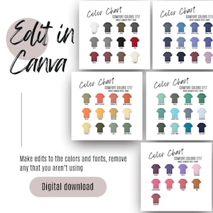 Komfortfarben 1717 Farbkarte Canva Template TShirt Komfortfarben Mockups Printify POD Farbkarte CC1717 EDITIERBAR Digitaler Download